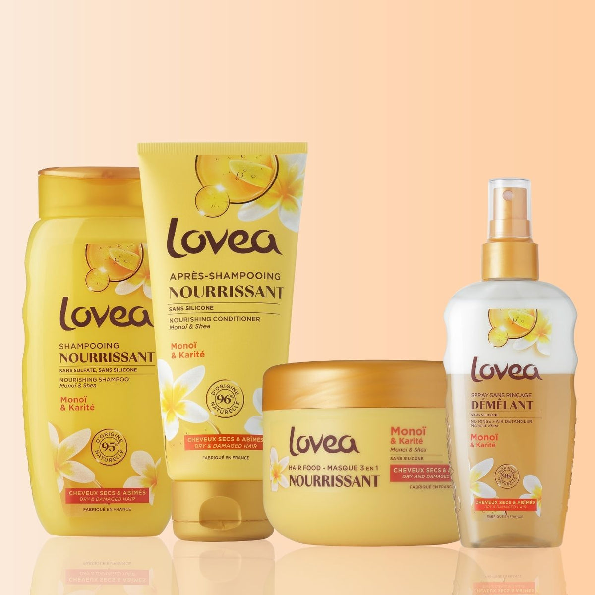Coffret Routine Soin cheveux secs et abimés, Monoï & Karité LOVEA