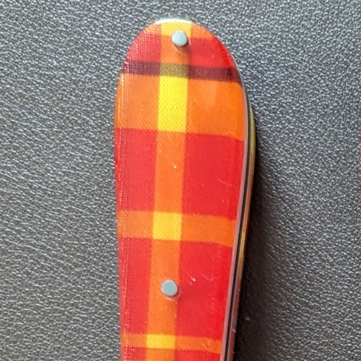 Couteau CHIEN® Manche Tissu Madras Jaune et Rouge Edition limitée
