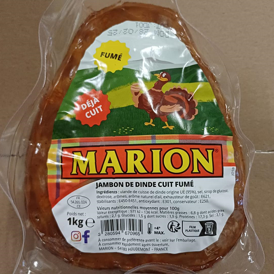Jambon de Noël à la Dinde fumée Marion 1kg - sans os