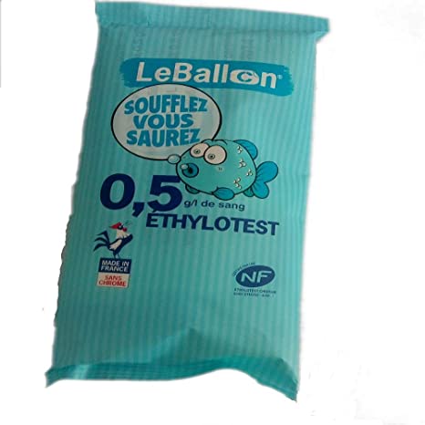 Ethylotest chimique jetable NF 0,5G sans chrome
