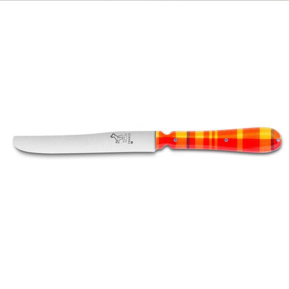 Couteau CHIEN® Manche Tissu Madras Jaune et Rouge Edition limitée