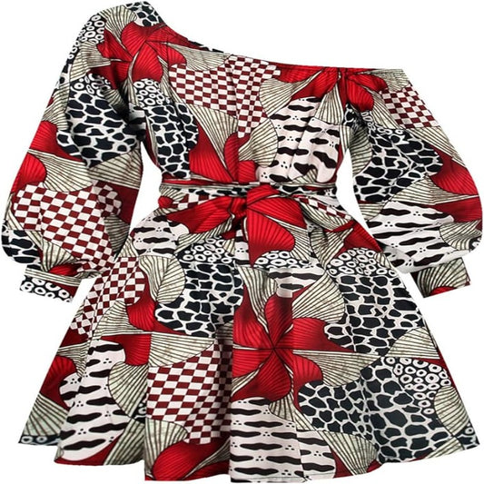 Robe Imprimée Wax à manches longues Style tribal
