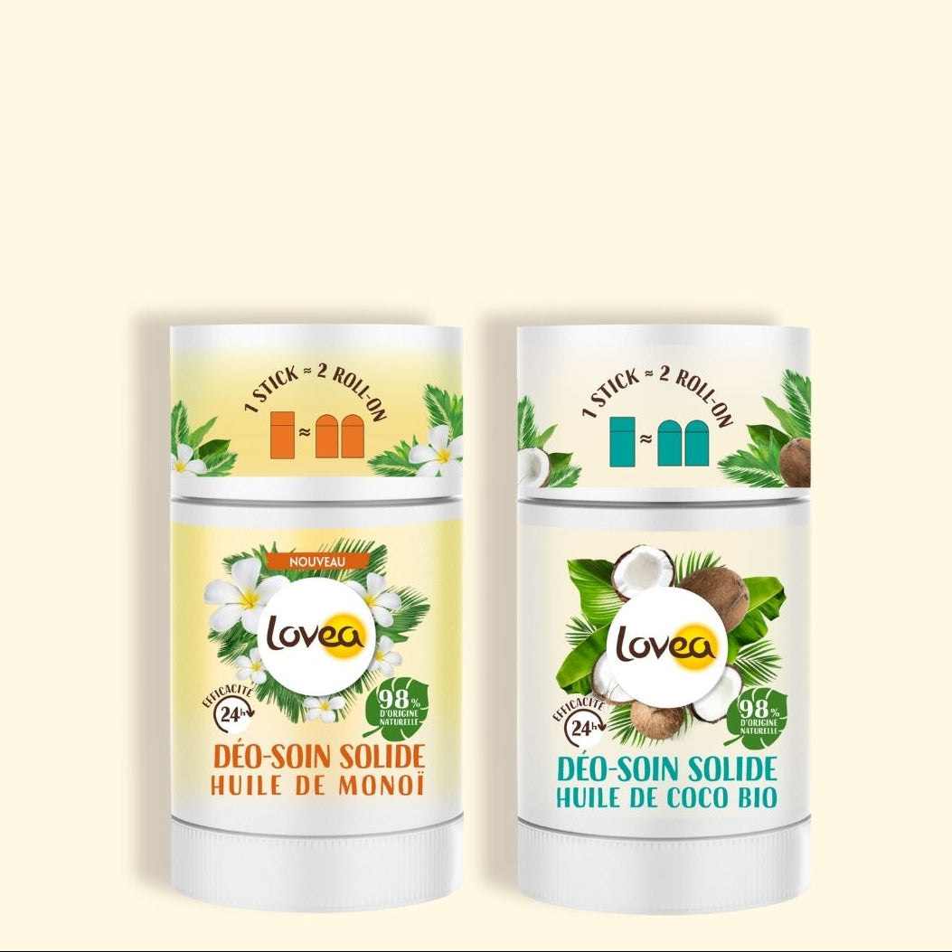 Déodorant Solide BIO Duo coco et huile de monoï  Lovéa x 2