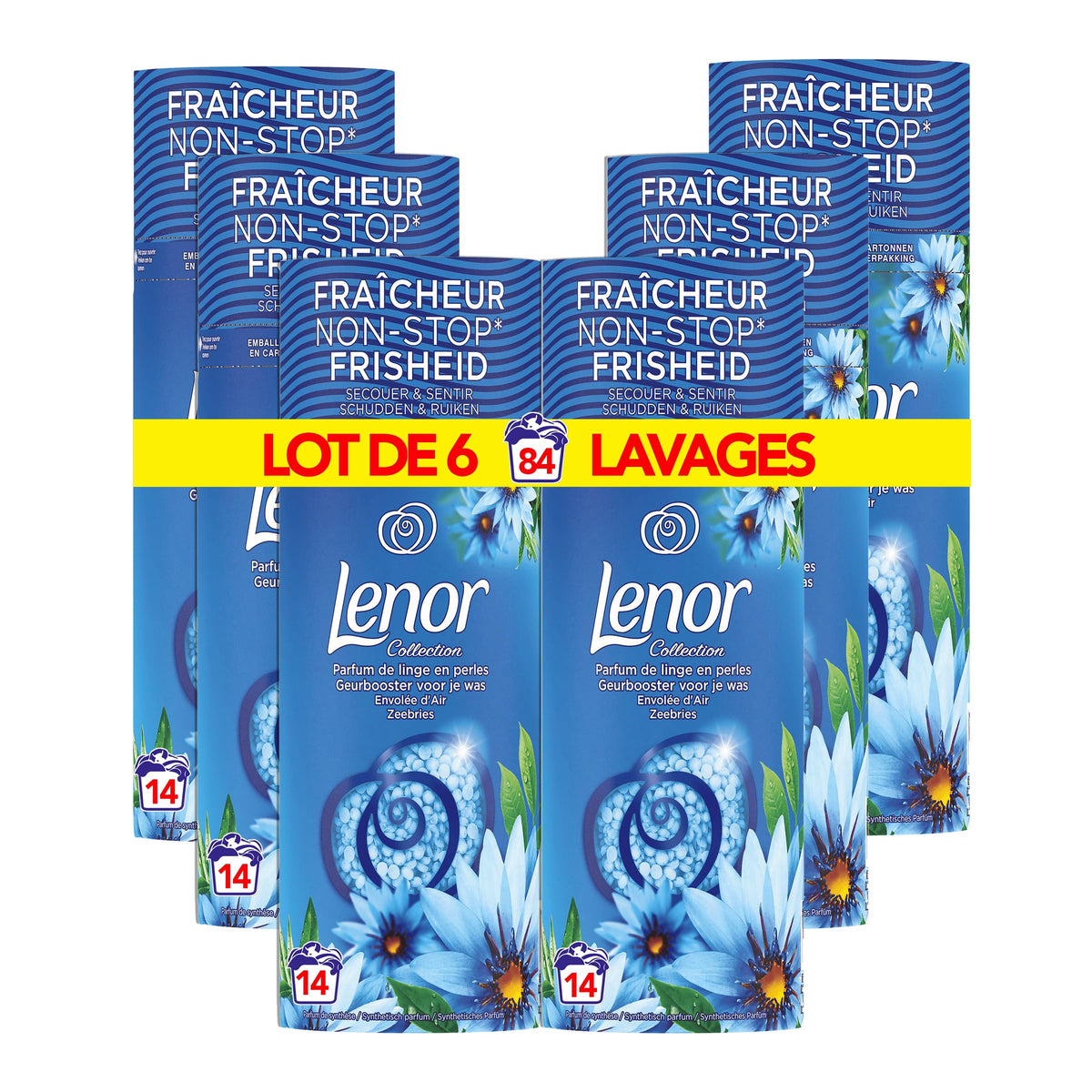 Lenor Parfum De Linge En Perles, Environ 12 Lavages, Parfum Envolée d'Air (Lot de 6)