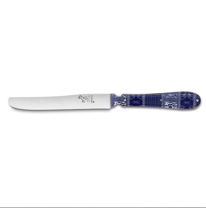 Couteau CHIEN® Manche Impression Acrylique NDOP Bamileke bleu blanc