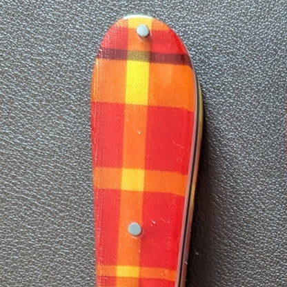 Couteau CHIEN® Manche Tissu Madras Jaune et Rouge Edition limitée