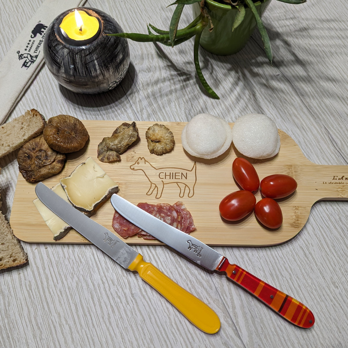 Plateau Apéro gravure Couteau Chien