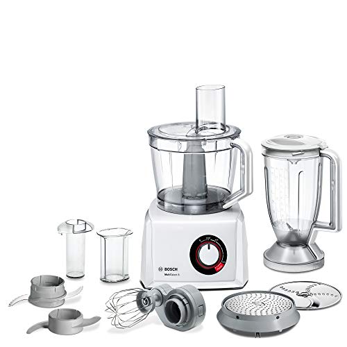 Bosch MultiTalent 3 MCM3100W – Robot de cuisine polyvalent avec plus de 20 fonctions – 800 W – Capacité de 2,3 L – Couleur : Blanc/Gris [Classe énergétique A]