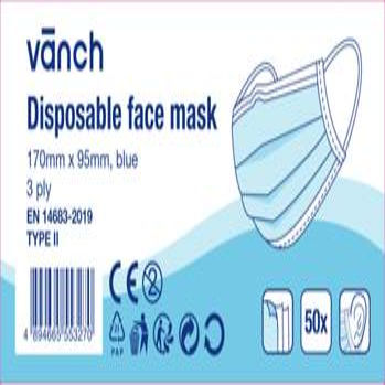 Masque jetable 3 plis bleu x 50