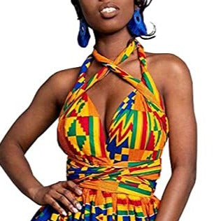 Robe Imprimée Wax Grande Taille Afrique Orange