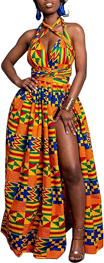 Robe Imprimée Wax Grande Taille Afrique Orange