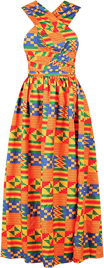 Robe Imprimée Wax Grande Taille Afrique Orange