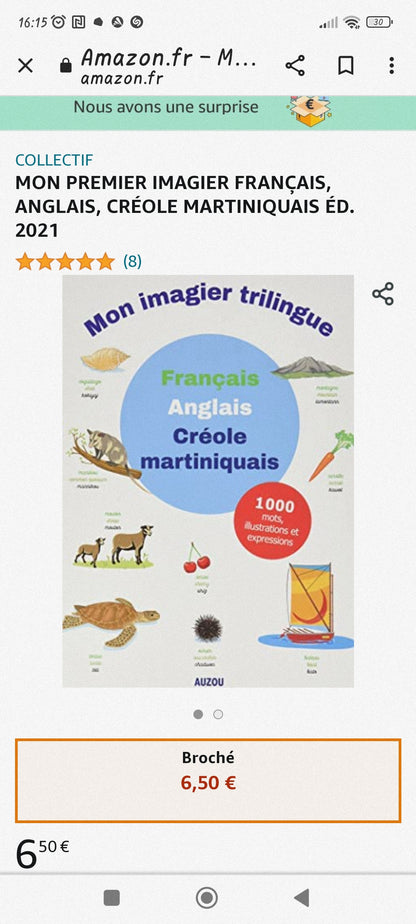 Mon premier imager Français,Anglais, Créole Martiniquais