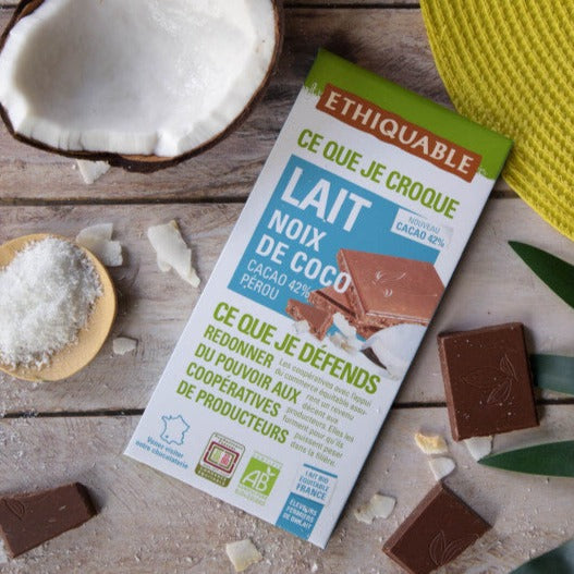 Chocolat Bio Ethiquable au lait Noix de coco Pérou