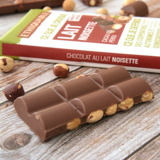 Chocolat lait Noisette entière Cacao du Pérou 70% Pur arabica  180gr
