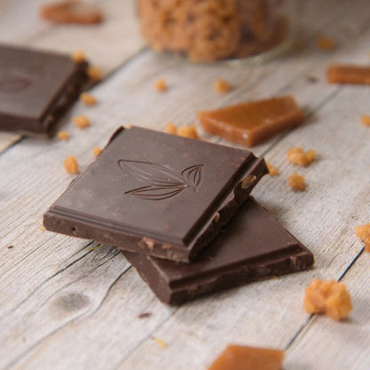 Chocolat noir Caramel Pointe de sel 65 % de Cacao Pérou/Haïti  100gr