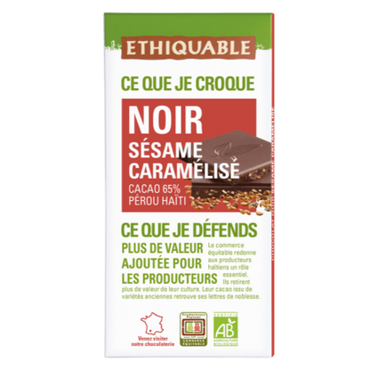 Chocolat Noir bio Ethiquable Caramel Pointe de sel 65% Haïti