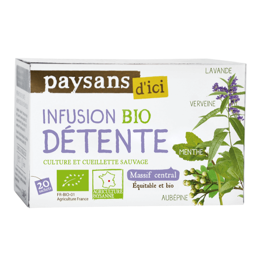 Infusion Bio Ethiquable Détente Massif Central 30gr 20 sachets