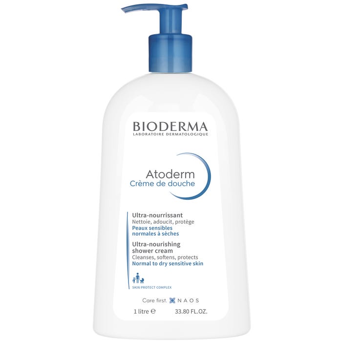 Crème de Douche Ultra-Nourrissante - Peaux Sensibles Normales à Sèches, 1L Atoderm Bioderma